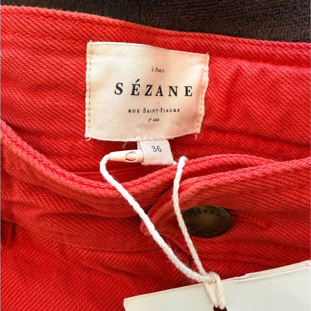 Sezane NWT Enrico High-Waisted Wide Leg Jeans Red - Size 36 (4) - Picture 6 of 7